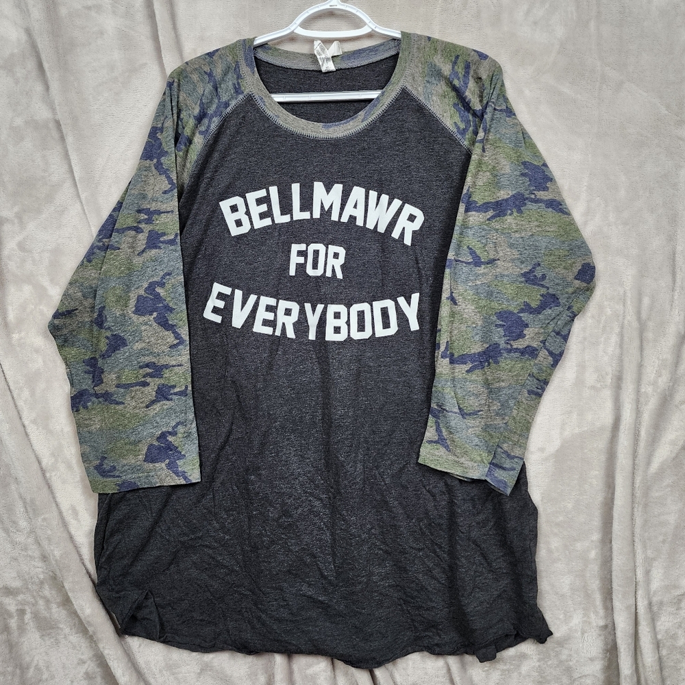 Bellmawr For Everybody Atilis Gym Baseball 3/4 SS Shirt Green Camo 3XL
